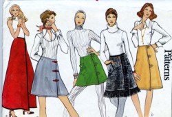 8345 70s VOGUE SIDE WRAP SKIRT 5 LENGTHS PATTERN 25'' , 28'' WAIST CHOICE